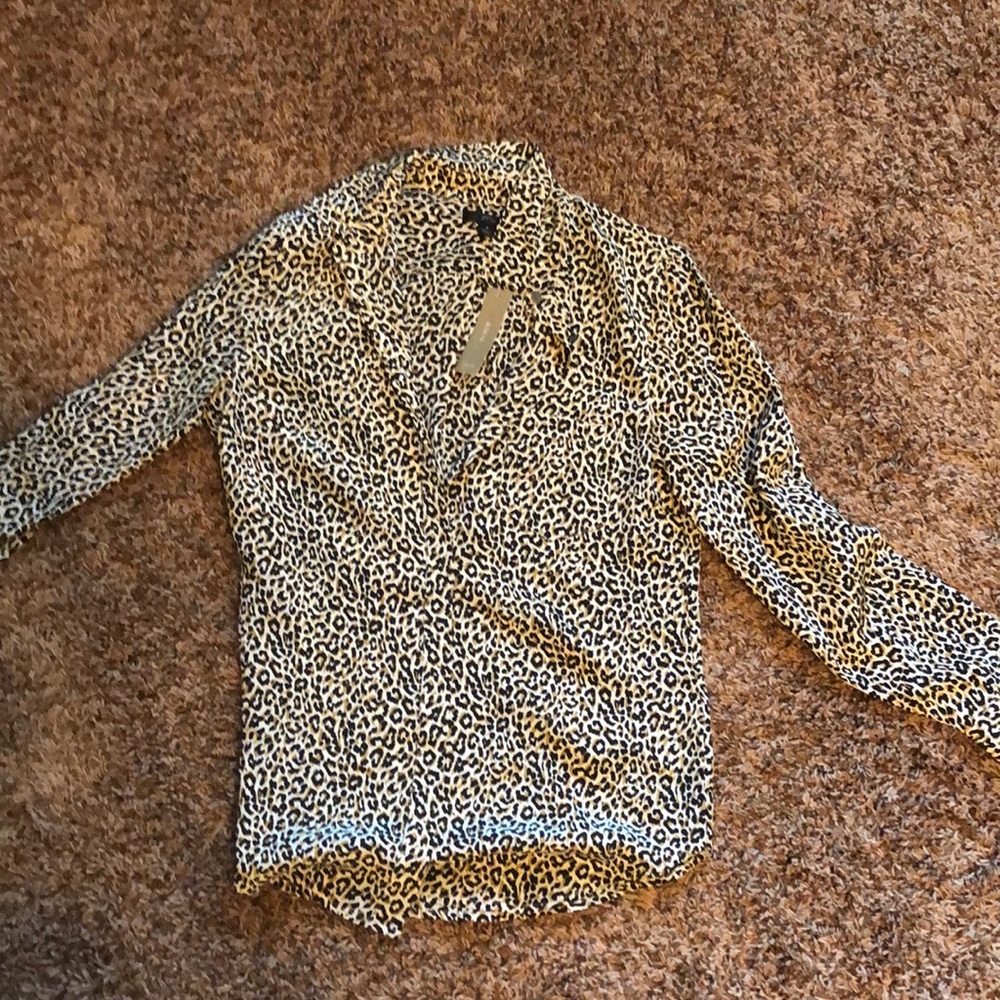 Leopard print silk button down from J Crew